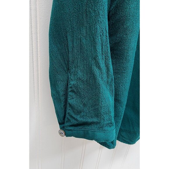 J. Jill Teal Button-Up Long Sleeve Textured Blouse - Picture 3 of 12